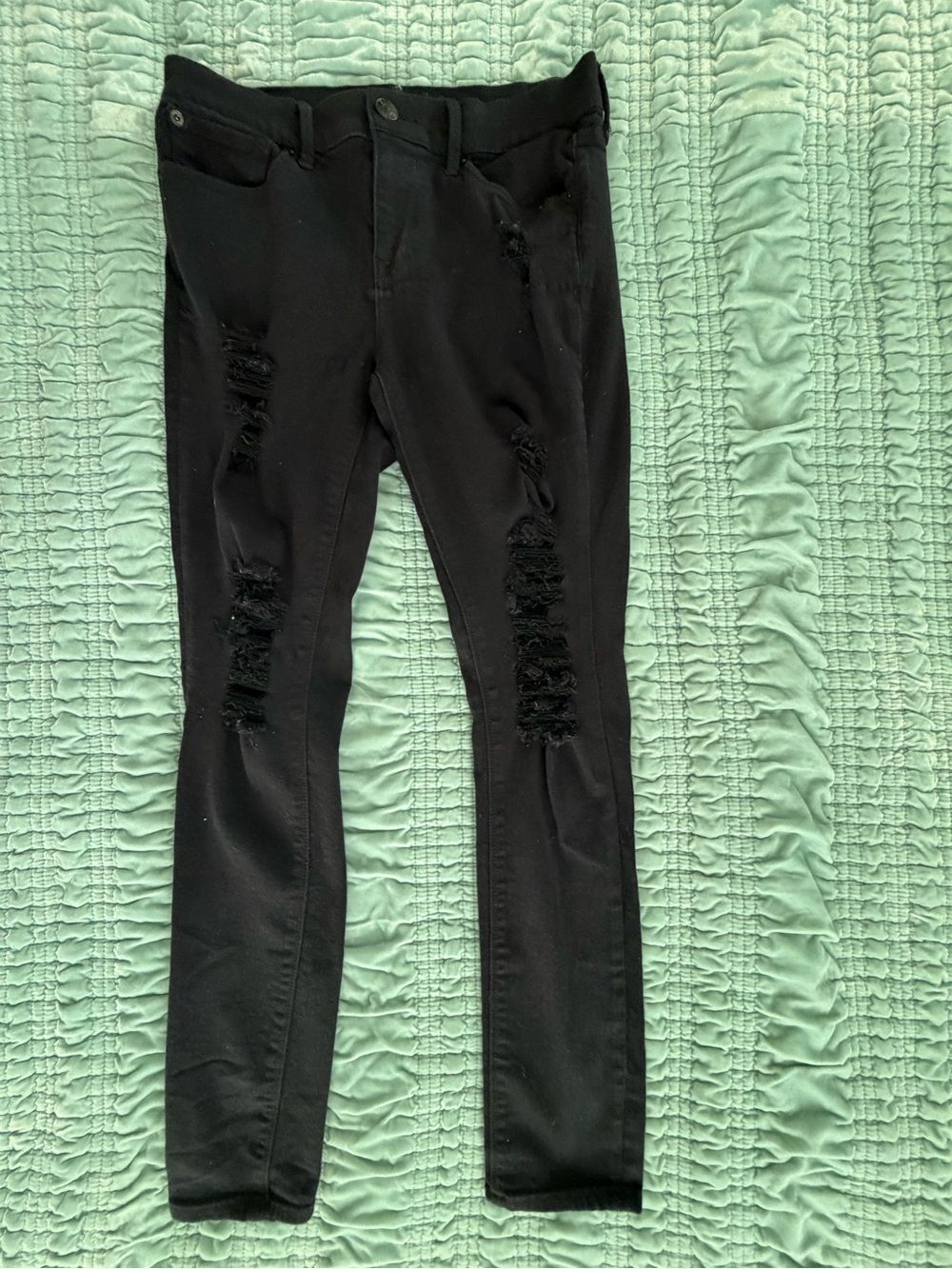 Express Black Distressed Skinny Jeans-6